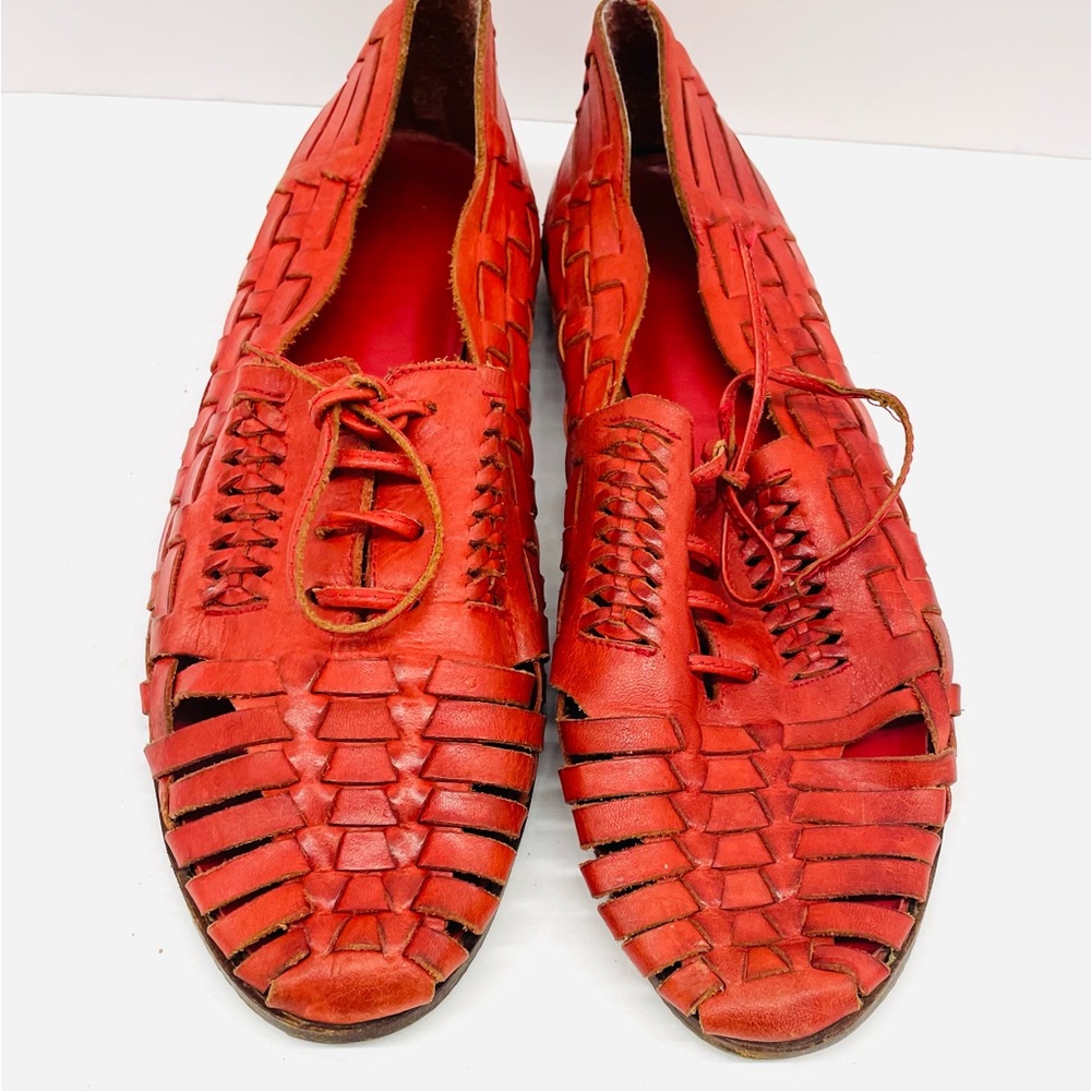 Huarache red leather sandals Sz 10